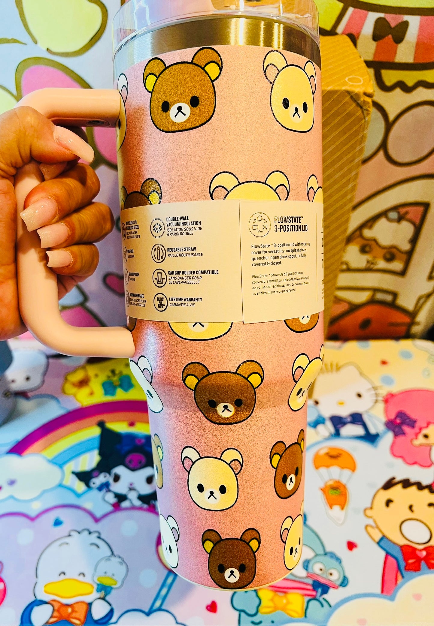 Kawaii Custom Rilakkuma 40oz Tumbler Insulated Cup