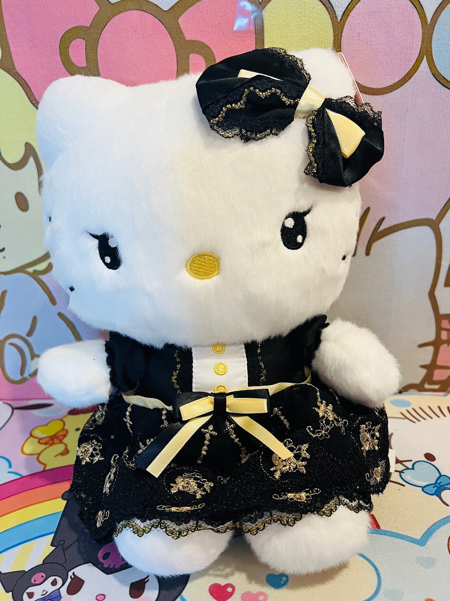 Adorable Hello Kitty Black Gold Series Plush Stuffed Toy Doll Limited Edition