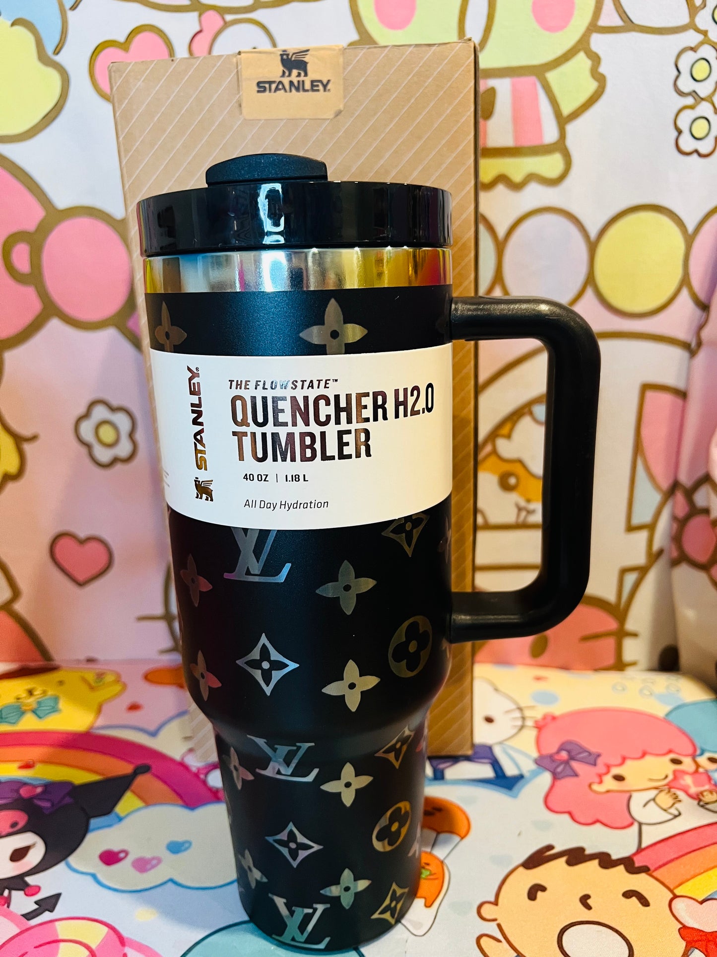 Kawaii Custom Engraved LV 40oz Tumbler Insulated Cup