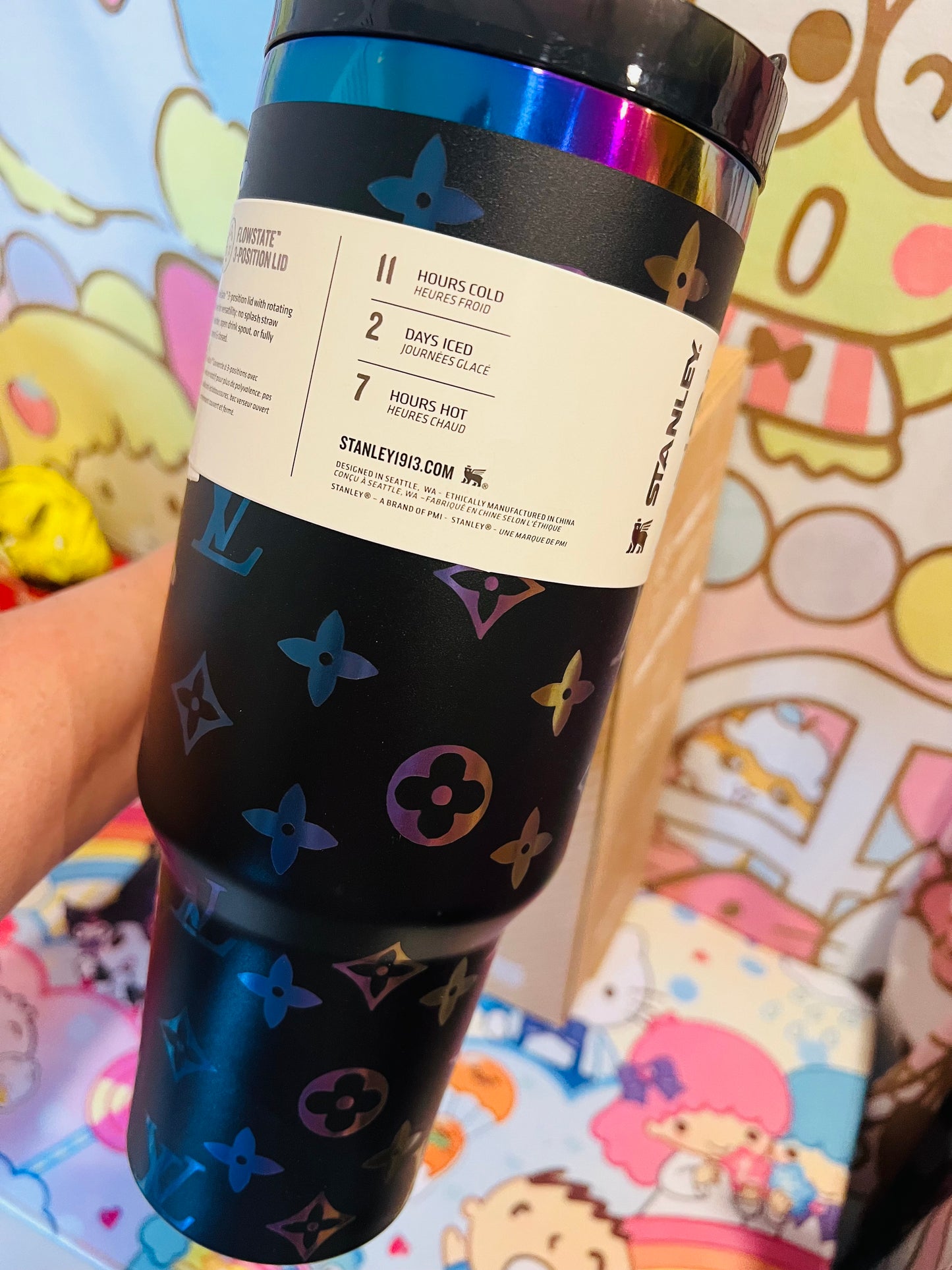 Kawaii Custom Engraved LV 40oz Tumbler Insulated Cup