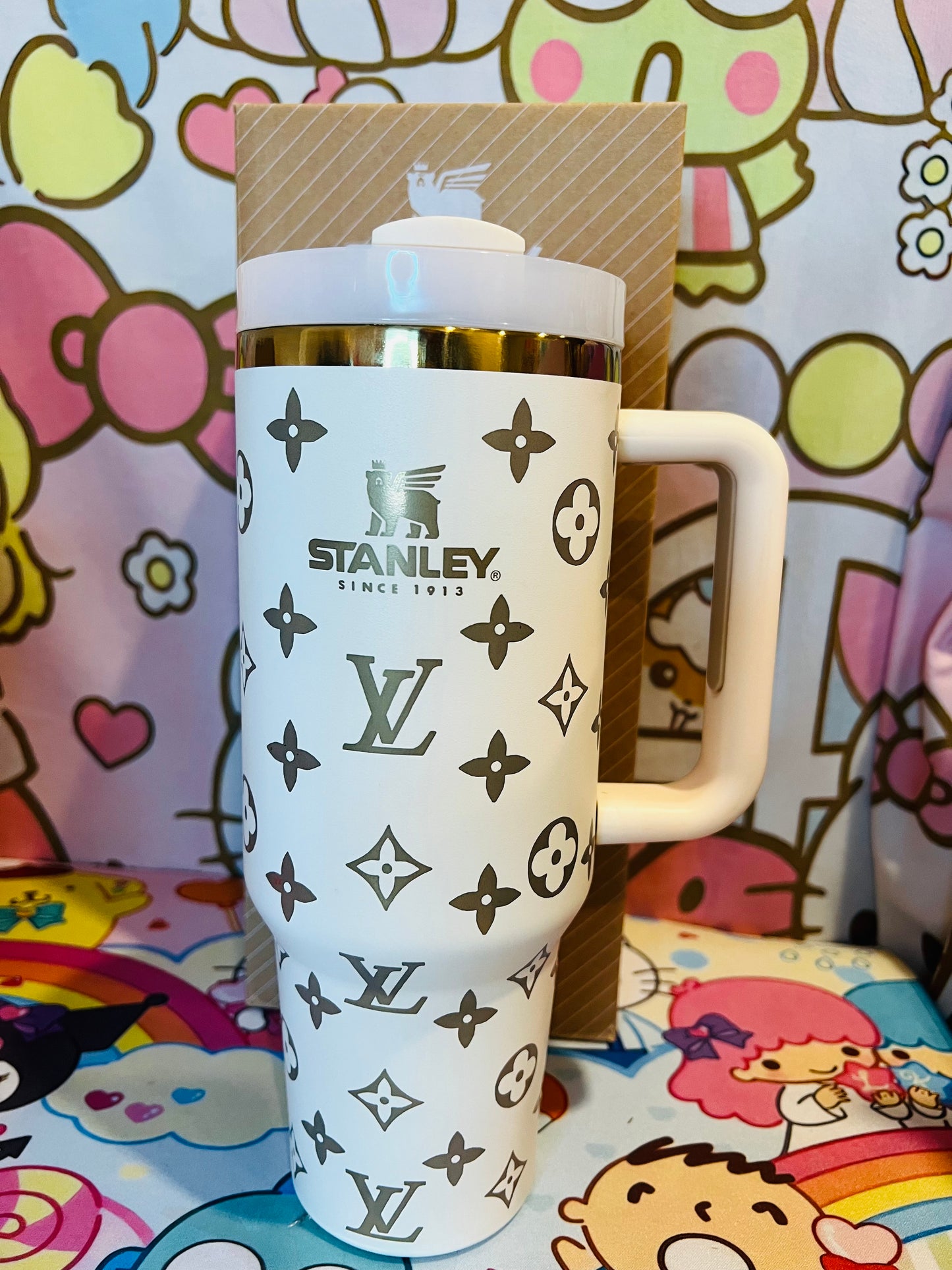 Kawaii Custom Engraved LV 40oz Tumbler Insulated Cup