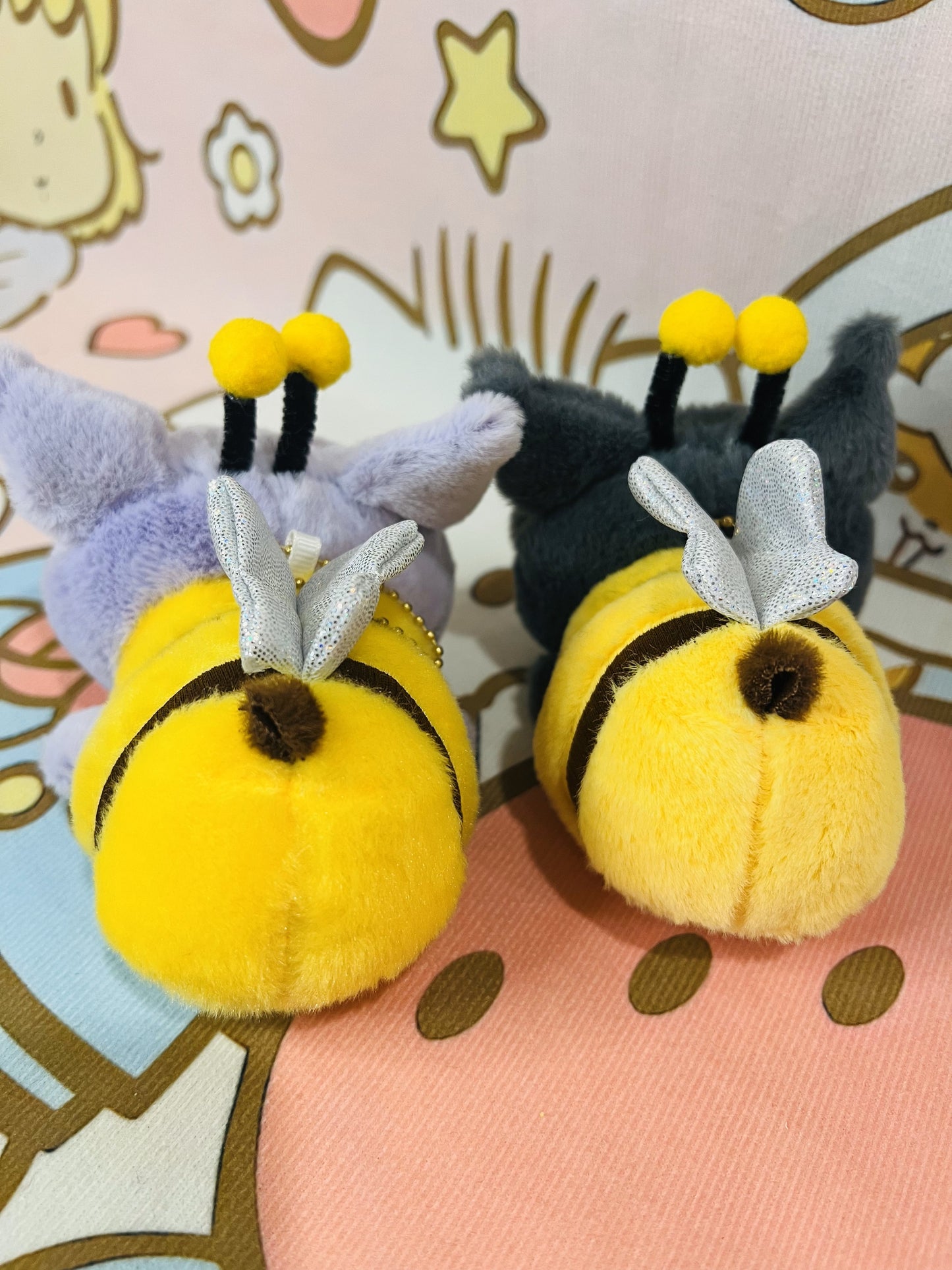 Bee Kuromi Plush Toy Keychain Doll Backpack Pendant Car Key Ring Stuffed Toy