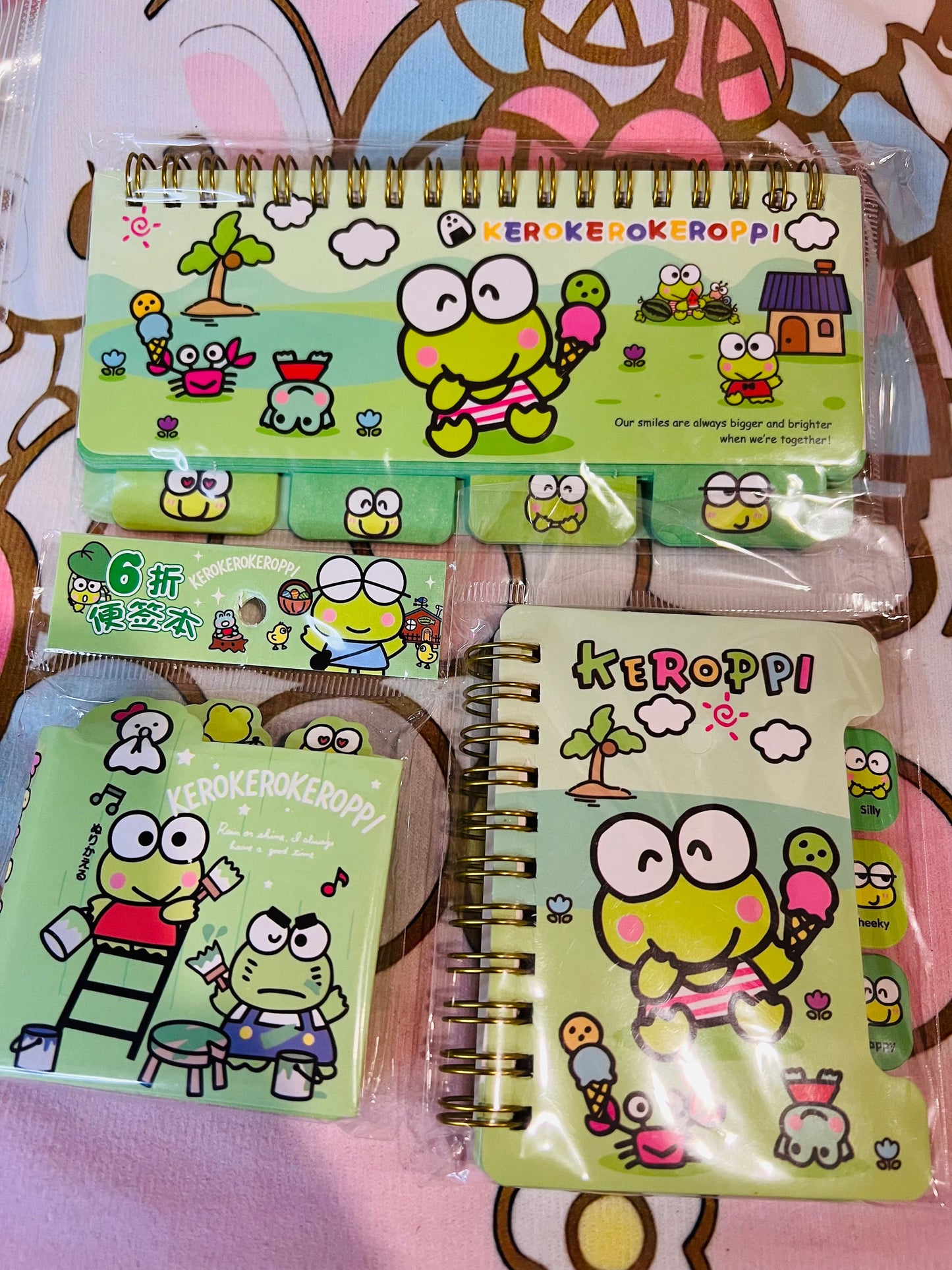 Keroppi Stationery 17 Piece Set Notebook Stickers Memo Pad Pencil Pouch School Office